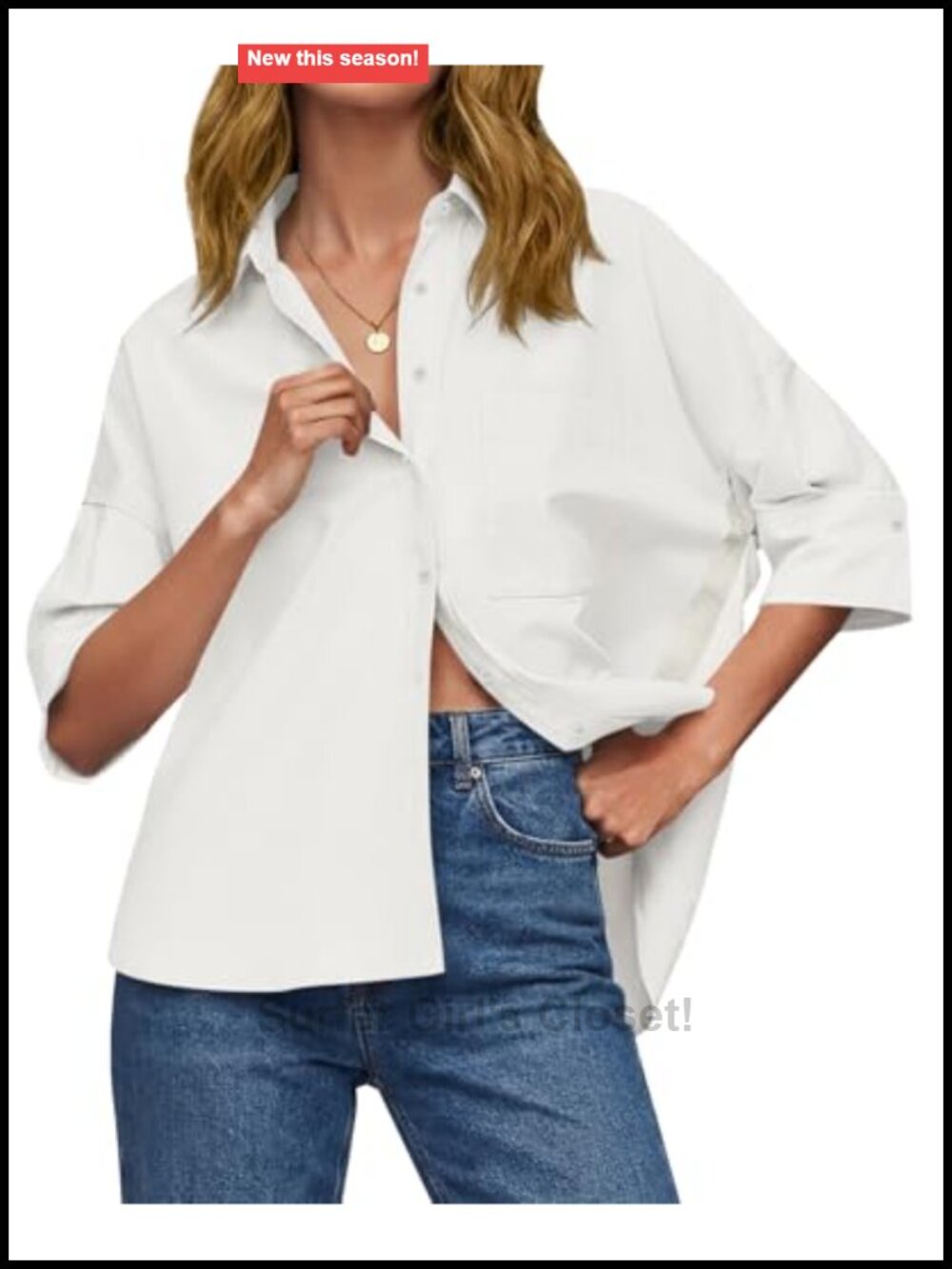 Oversized Half Sleeve Button Down Shirt Collared V Neck Blouse